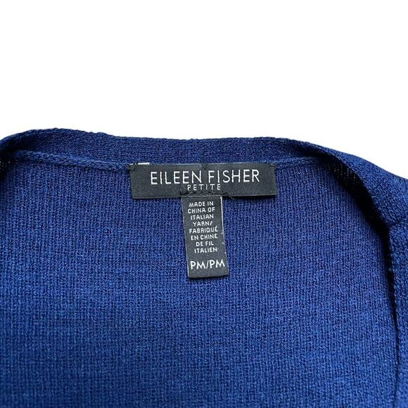NWOT Eileen Fisher Deep Blue Wool Cardigan Sweater Size Medium Petite - Picture 6 of 6